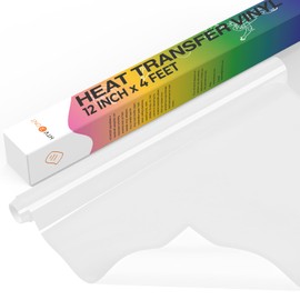 HTVRONT Heat Transfer Vinyl Roll -12" x 4FT White HTV Vinyl for T-Shirts, White Iron on Vinyl for All Cutting Machines - Easy to Cut & Weed for HTV Heat Transfer Vinyl Design