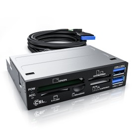 CSL - 3.5 Inch All in One USB 3.2 Gen1 Super Speed - Internal Card Reader USB 2.0 Card Reader - 2 x USB 3.2 Gen1 Interfaces - Multifunctional Panel - SD SDHC Mini SDHC Micro SDHC USB XD CF MD