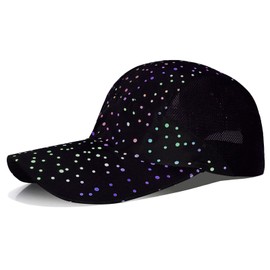 Women Quick Drying Baseball Cap Sun Hats Mesh Lightweight UV Protection for Outdoor Sports - Polka Dot Black