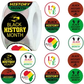 500 Pieces Black History Month Labels Roll Stickers - Freedom Day Patriotic Party Supplies Decorations Favors Jar Containers Letter DIY Sticker Labels Decals