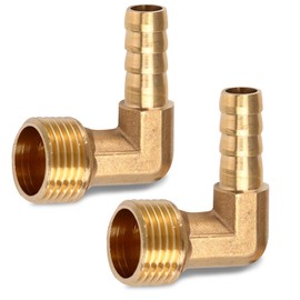 Pack of 2 Brass Angle 90° Hose Connection, 1/2 Inch Male Thread to 12 mm Barb Coupling Connection Suitable for Drinking Water, Sanitary Fittings, Accessories for Water Hose