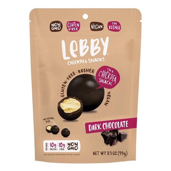 Lebby Chickpea Dark Chocolate Snack, Gluten-Free, Non-GMO, Vegan, Kosher, Guilt-Free 3.5 Oz 6 Pack