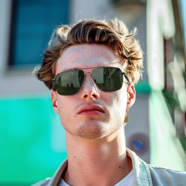 KANASTAL Sunglasses for Men Women Aviation Style Polarized Sunglasses Retro Sun Glasses Metal Frame UV 400 Protection Greeb Lenses