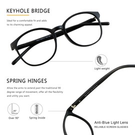 LAMBBAA - Gafas presbíopes multifocales, redondas y progresivas, antiluz azul para lectores de hombres y mujeres (+0,00/+1,25 aumentos)