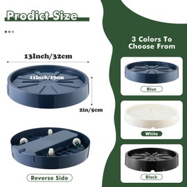 KvyusFlourish 3 Pack 12.6 Inch Resin Plant Caddy with Hidden Wheels Rolling Plant Stand with Wheels Plant Dolly Outdoor Big Flower Stand Plant Pot Saucers,Grey