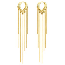 Long Tassel Dangle Earrings for Women, 14K Gold Plated Heart Hoop Earrings with Seven Dangling Snake Chain Hypoallergenic Jewelry Gift