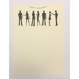 Happy Birthday Single Panel Cards with People Silhouettes (8) and Envelopes (8)