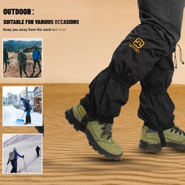 Rofawee Crampons and Leg Gaiters Set,Non-Slip Ice Cleats and Waterproof Gaiters for Outdoor Hiking Trekking Mountaineering On Ice Snow