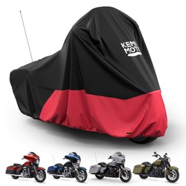 KEMIMOTO Motorcycle Cover, Compatible with Touring Models Road King Street Glide Road Glide Cover Waterproof Impermeable Outdoor All Weather Protect from Dust Sunlight Rain, Black