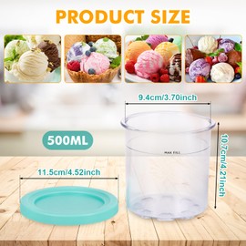 Kssvzz 4 Pack Ice Cream Tubs Compatible with Ninja Creami NC300UK NC300UKCP NC301 NC299AMZ Series - BPA-Free, Dishwasher Safe with Aluminium Scoop