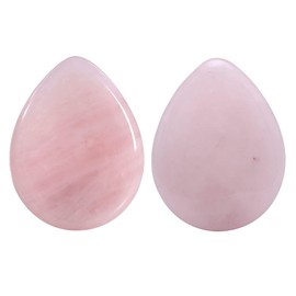 Nupuyai Pack of 2 Teardrop Shape Rose Quartz Stone Worry Stone Gemstone Natural Thumb Stone Palm Stone Massage Stone Worry Stone Pocket Stone for Reiki Healing Meditation