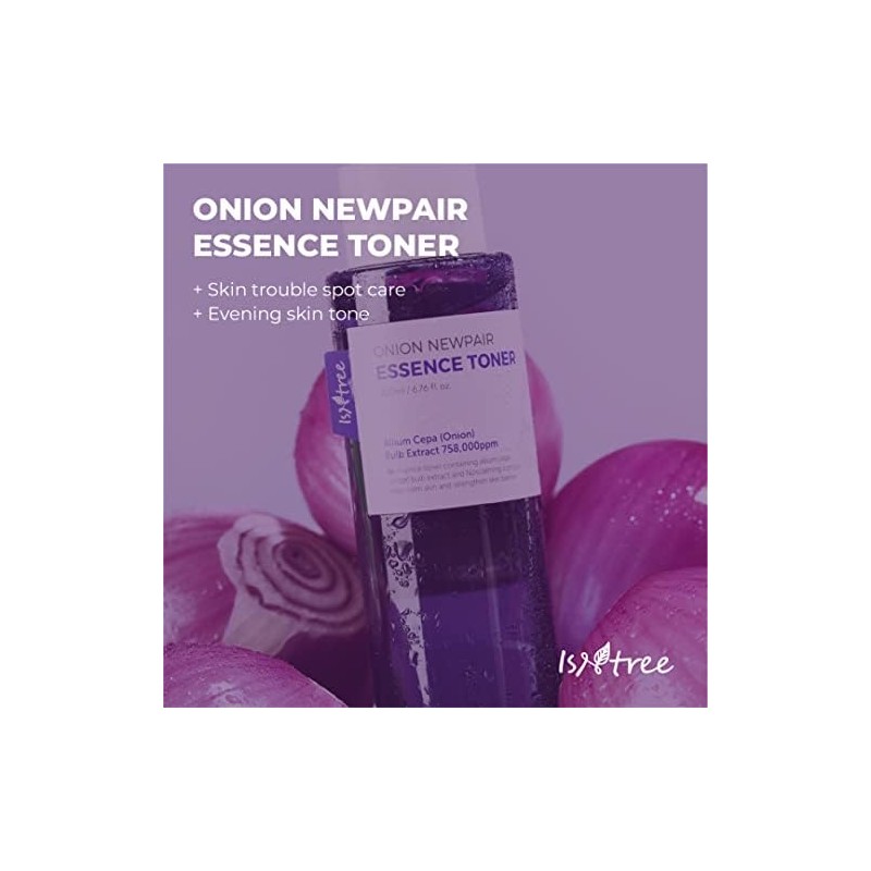 ISNTREE Onion Newpair Essence Toner, Tónico hidratante y calmante, 200ml