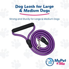 My Pet & Me - Dog Leash - Durable Rope Lead for Large & Medium Breeds, Padded Handle for Comfort - Ideal for Training, Running & Walking (Purple, Medium)