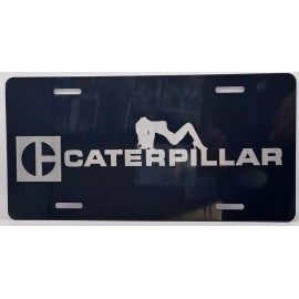 Laser CAT Caterpillar Girl laser engraved black license plate