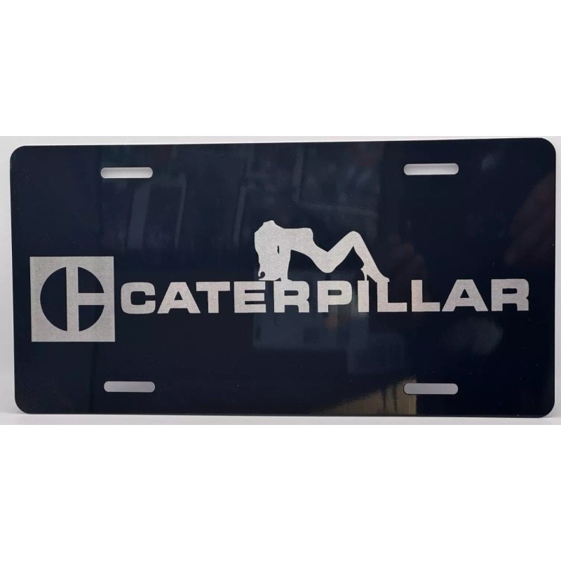 Laser CAT Caterpillar Girl laser engraved black license plate