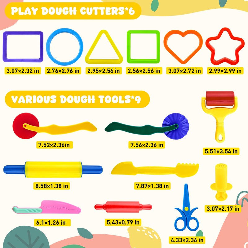 Dough Tool Kit,15 Pcs Basic Dough Play Tools Starter Set