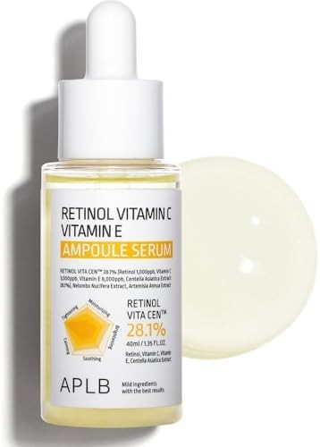 APLB - Suero en ampolla con vitamina C y vitamina E y retinol  RETINOL VITA CEN 28,1 1,35 FL.OZCuidado de la piel coreano, Hidratación duradera,