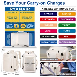 Hand Luggage Backpack Hand Luggage Backpack for Airplane Small Travel Backpack Under Seat Hand Luggage Bag for Weekender Short Tirp for Men and Women, Black, yellow, Urban