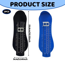 2PCS Foot Measure for Children UK, Kids Foot Measure UK, Toddler Feet Devices, 25.8 x 9 x 2.6cm Child Foot Measure, ABS Material, Tool for Children Foot Measurement(Black and Blue)