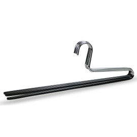 Mawa by Reston Lloyd Trouser Series Non-Slip Space-Saving Clothes Hanger with Single Rod for Pants, Style KH/1, Set of 4, Black