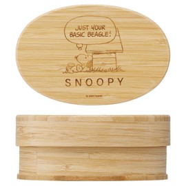 Skater BWLB6-A Bamboo Lunch Box, 23.6 fl oz (600 ml), Japanese Style Lunch Box, Oval Shaped, With Dividers, Lunch Belt Included, Snoopy