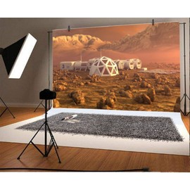 Leyiyi 9x6ft Mars Planet Satellite Station Backdrop Outer Space Explore Workshop Interstellar Universe War Rough Surface Photo Background Cowboy Kids Adults Portrait Shoot Studio Vinyl Prop Wallpaper