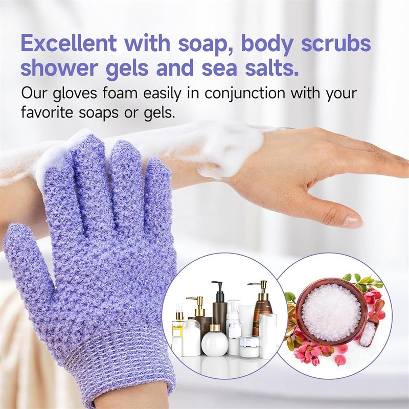 Guantes Exfoliantes de Ducha Rosas con Protección Antibacterial 10A y