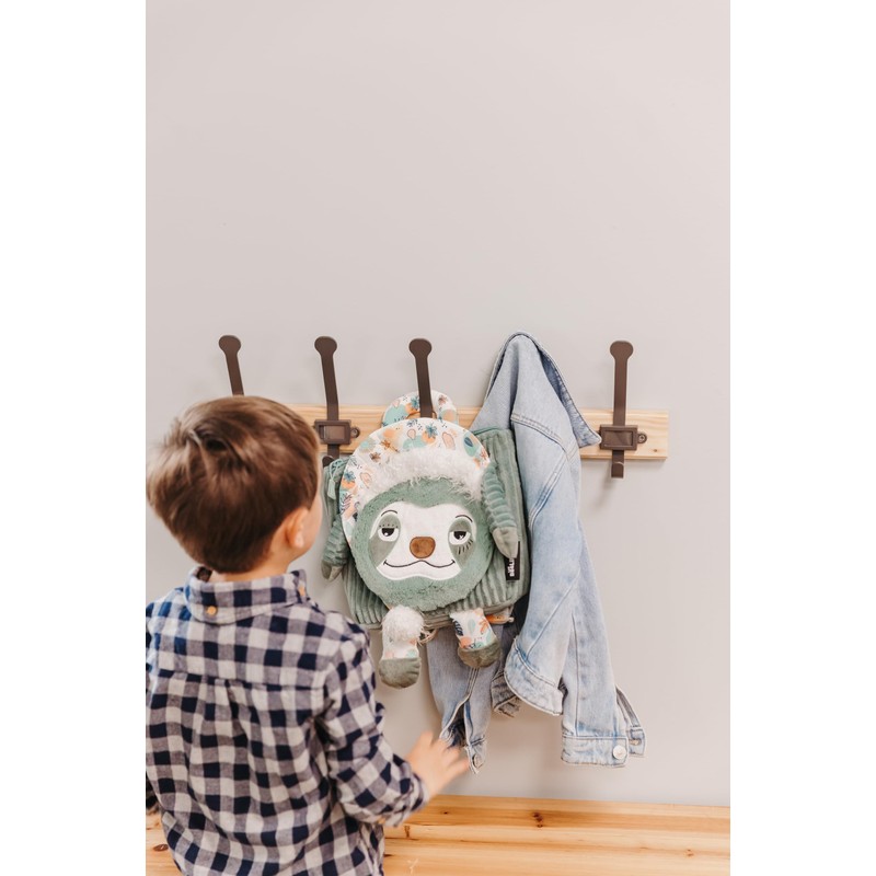 Les Déglingos Unisex Baby Chillos The Sloth Velvet Backpack, Green,