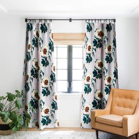 Deny Designs Marta Barragan Camarasa Flowery Blooming with Geometric Blackout Window Curtain, 50" x 84"