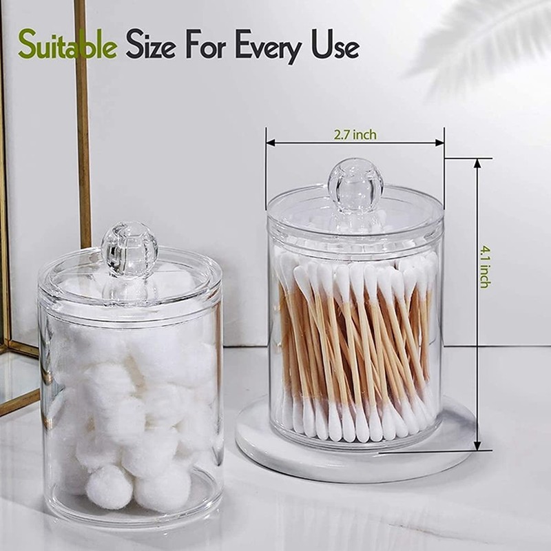 Dasing Pack of 2 Acrylic Qtip Holder, Container Organiser, Cotton