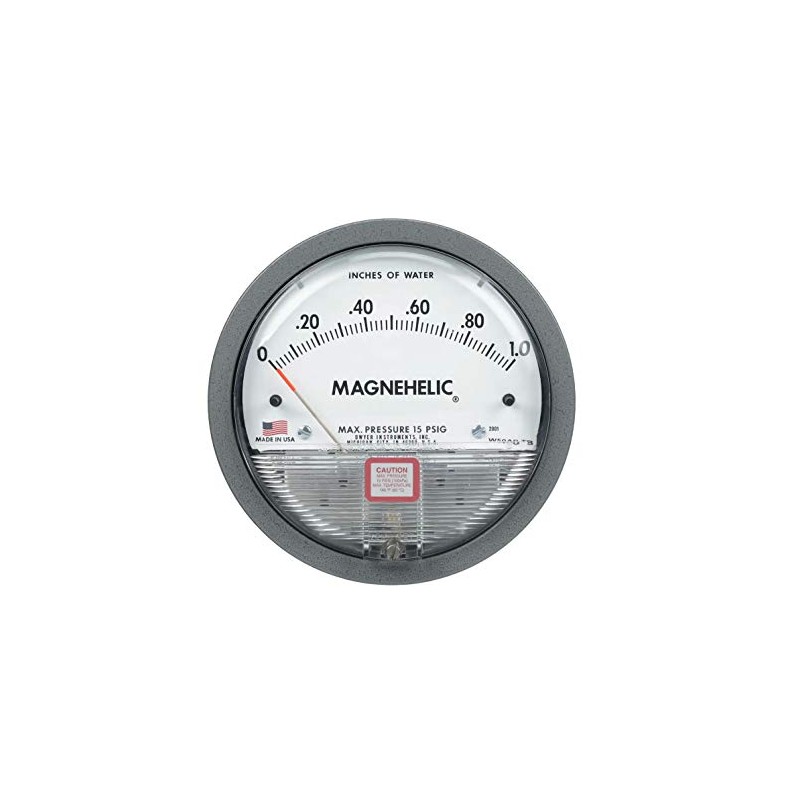 DWYER 2008 140F MAX, PRESSURE GAUGE, 8 INCH WATER COLUMN,