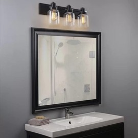 Bestier Modern Matte Black 3-Light Bath Bathroom Vanity Wall Mounted Light Wall Sconce 3 E26 LED Bulbs Required Length 21.7 inch Width 7 inch Height 8.3 inch