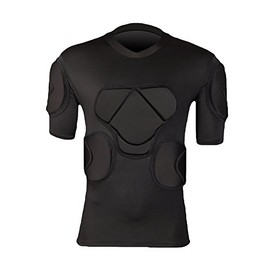 Jellybro Men's Padded Football Protective Gear Set Short Sleeve Training Suit for Soccer Basketball Paintball Rib Protector Black