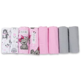 FENSILO Molleton Cloths, Baby Burp Cloths, Pack of 8, 80 x 80 cm, Burp Cloth, 100% Cotton, Flannel Molleton Cloth, Unisex Burp Cloths for Boys or Girls, Girl2