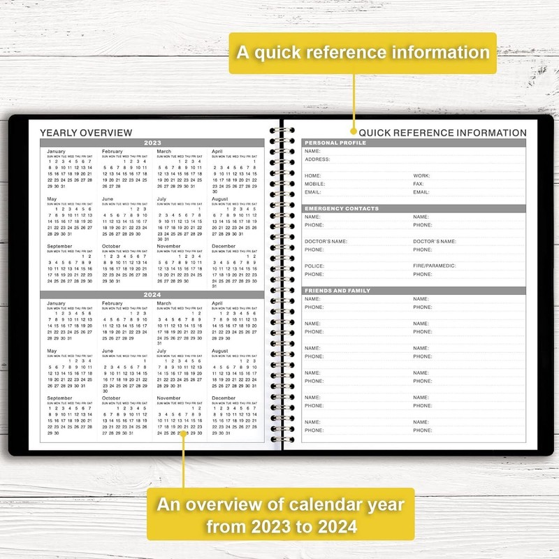 Artfan Large Black 2025 2026 Weekly Appointment Planner Hourly Book
