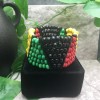 Handmade Beaded 7" Plus Juneteenth African Wood Stretch Bracelet A1080