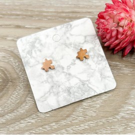 Tiny Rose Gold Jigsaw Puzzle Piece Stud Earrings (Stainless Steel) Miss Fit Boutique