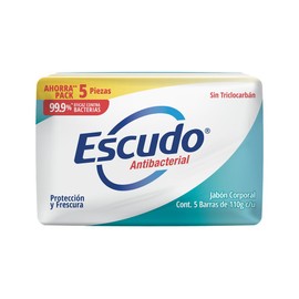 Escudo Jabón en Barra, Protección/Suavidad, color Verde, 110 gr, Paquete de 5 Piezas