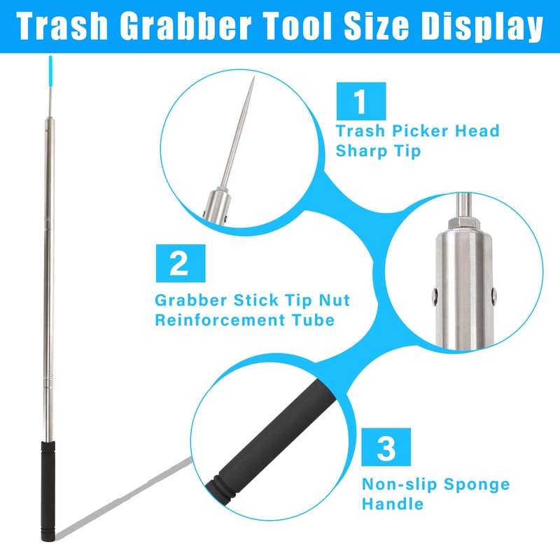 Frebuta Trash Picker Upper Grabber Extra Long,62 Inch Trash Pickup