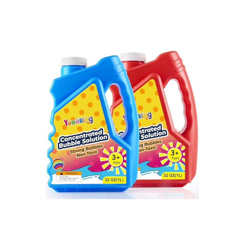 Yunaking Bubbles Solution Concentrated 64oz (Makes 5 Gallons), Non-Toxic Bubbles
