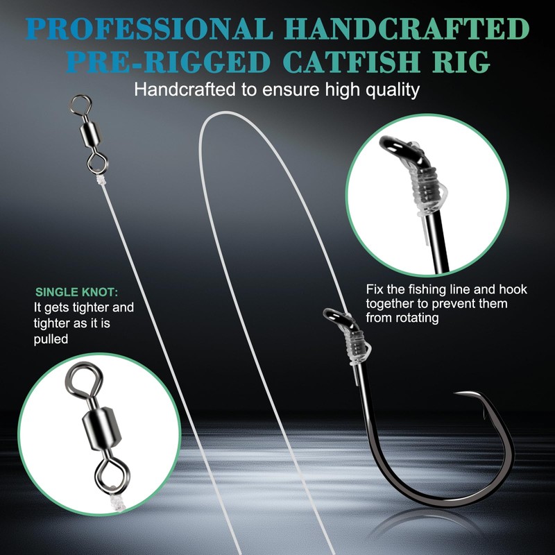 10PCS Pre-Rigged Catfish Rig Circle/Octopus Hooks Rigs for Catfish Offset
