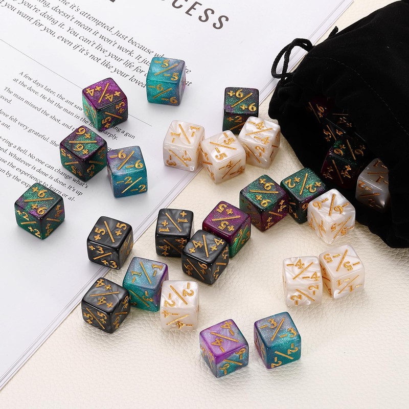 sourcing map 12Pcs Magic Dice Counters, Acrylic D6 Life Token