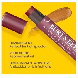 Burt's Bees Lip Shimmer Nude Collection, Tinted Lip Balm Stick, Moisturizing for