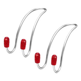 NYTKL 2PCS Car Headrest Hook, Bling Diamond Auto Hooks Stainless Steel Backseat Hangers, Universal Rhinestone Cute Seat Back Organizer Hanger for Purse Bag Clothes, Car Accessories (Red)