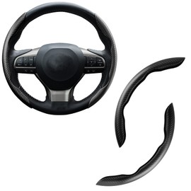 Amiss Car Carbon Fiber Anti-Skid Steering Wheel Cover, Segmented Steering Wheel Protector, Butterfly Steering Wheel Cover, Universal 99% Car Wheel Cover Protector, Car Interior Accessories (Black)