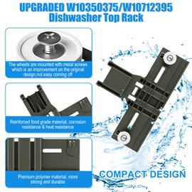 (12 Packs) Upgraded W10350375 Dishwasher Top Rack Parts &W10320664 W10320665 Dishwasher Adjuster Housing for Whirlpool Kitchenaid Dishwashers Parts WDT730PAHZ0 WDT750SAHZ0 WDTA50SAHZ0