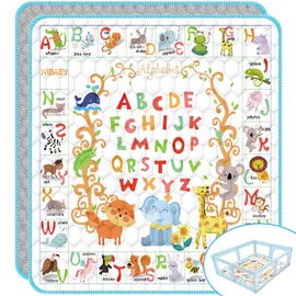 Funshot Premium Foam ABC Animals 79" X 71" X 1.0" Baby Play Mat,Floor Mat for Playing Crawling & Learning,Washable and Non-Slip for Newborns,Infants,Babies,Toddlers