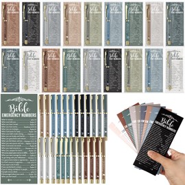 Feifeiya Christian Gifts Set Bible Verses Bookmarks Inspirational Scripture Ballpoint Pens Gospel Tracts Christmas Religious Gifts for Church Sunday School Office(50 Sets)