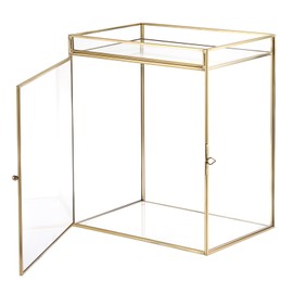 Glass Perfume Organizer Case Gold Cologne Holder with Vanity Tray