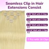 IDN BEAUTY Seamless Clip In Hair Extensions Human Hair, 110g